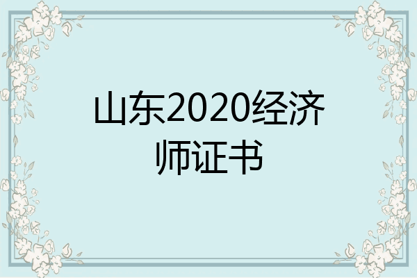 山东2020经济师证书
