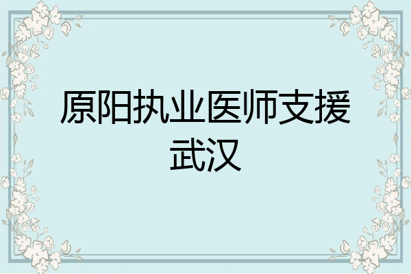 原阳执业医师支援武汉