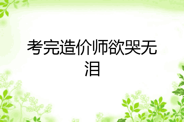 考完造价师欲哭无泪