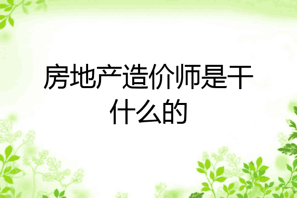 房地产造价师是干什么的