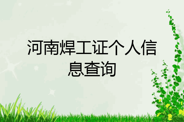 河南焊工证个人信息查询