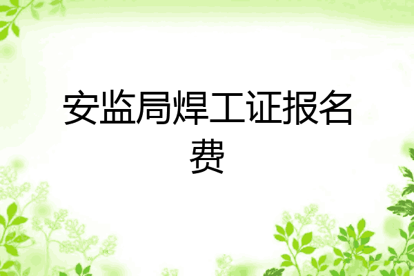 安监局焊工证报名费