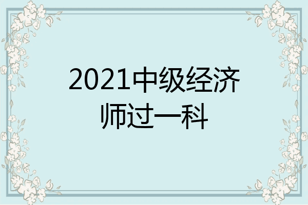 2021中级经济师过一科