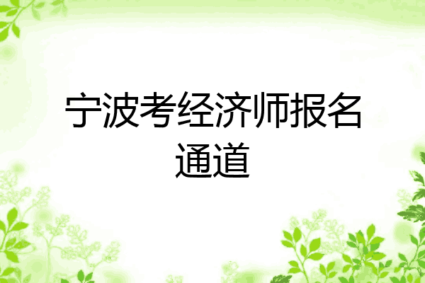 宁波考经济师报名通道