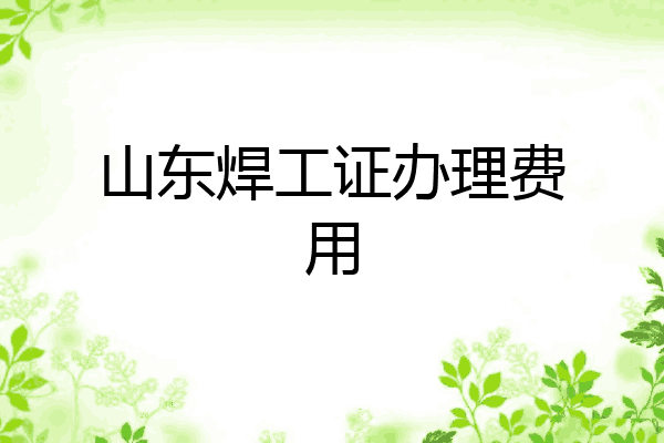 山东焊工证办理费用