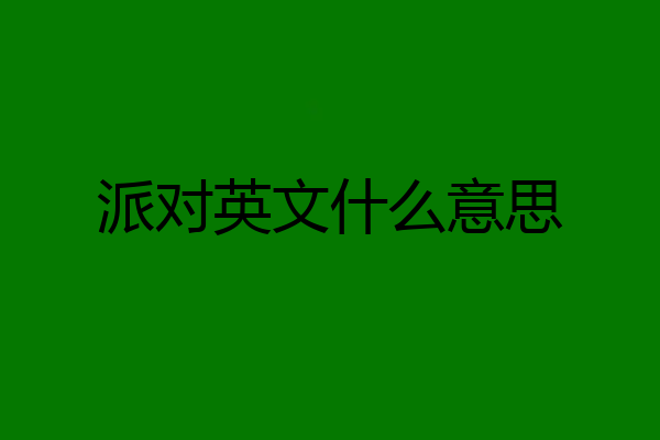 派对英文什么意思