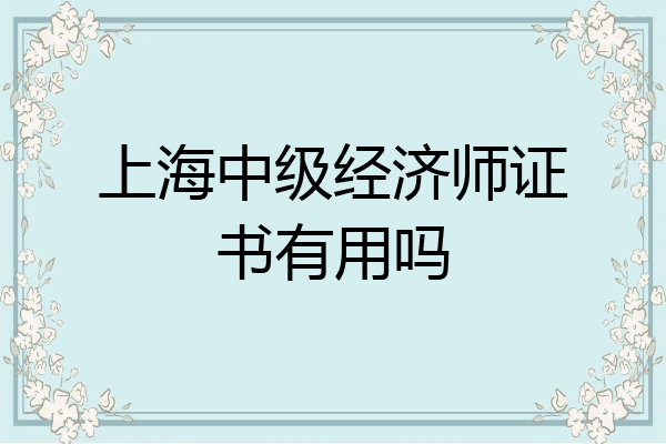 上海中级经济师证书有用吗