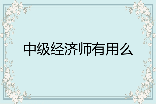 中级经济师有用么