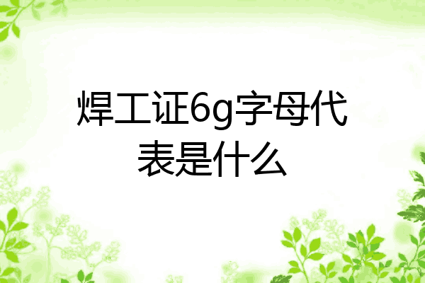 焊工证6g字母代表是什么