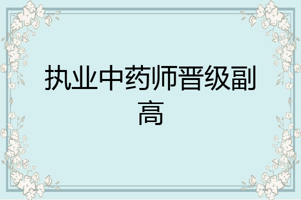 执业中药师晋级副高