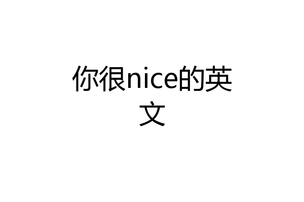 你很nice的英文