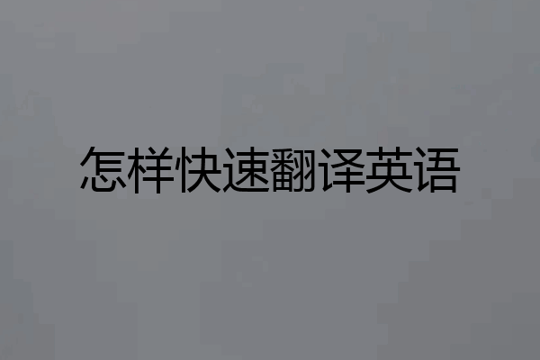 怎样快速翻译英语