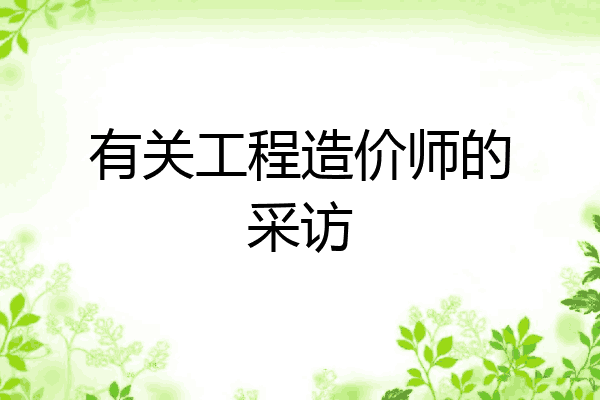 有关工程造价师的采访