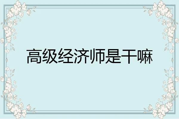 高级经济师是干嘛
