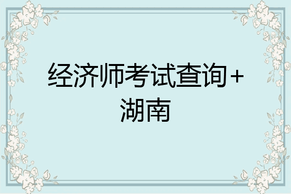 经济师考试查询+湖南
