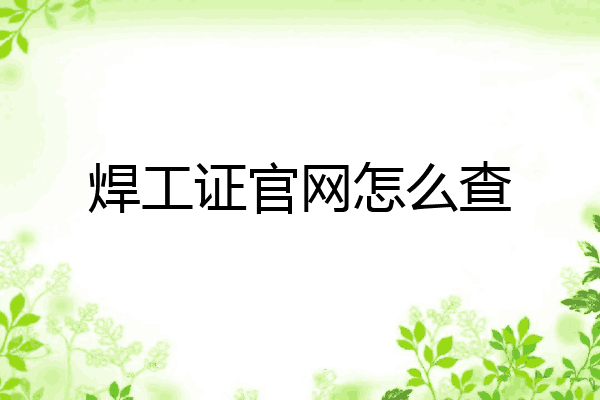 焊工证官网怎么查