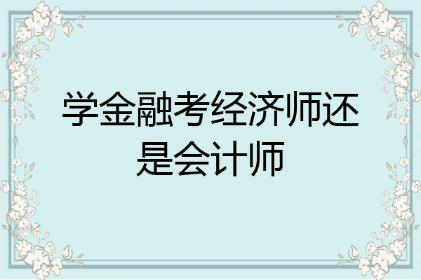 学金融考经济师还是会计师