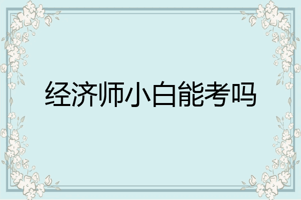 经济师小白能考吗