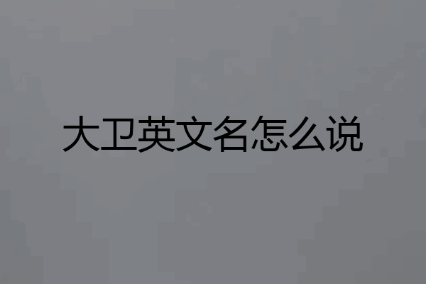 大卫英文名怎么说