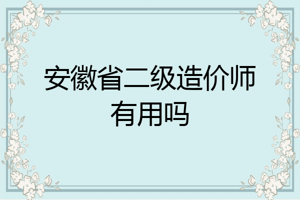 安徽省二级造价师有用吗