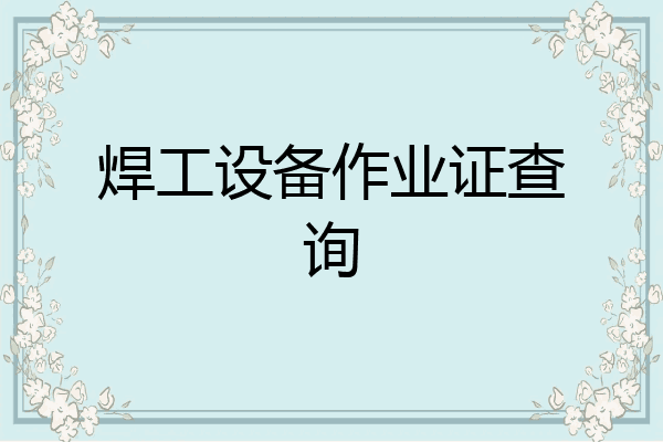 焊工设备作业证查询