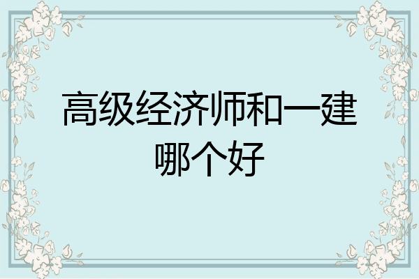 高级经济师和一建哪个好