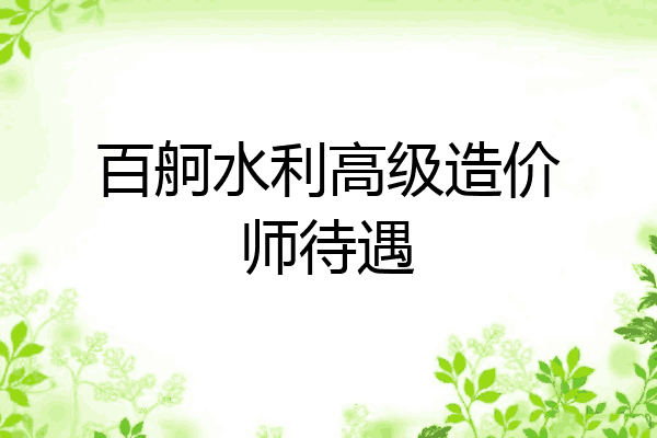 百舸水利高级造价师待遇