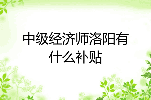 中级经济师洛阳有什么补贴