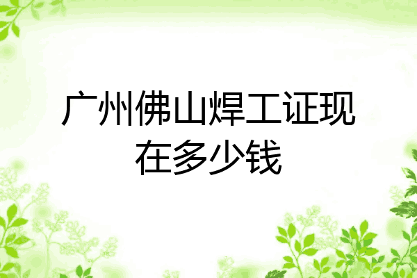 广州佛山焊工证现在多少钱