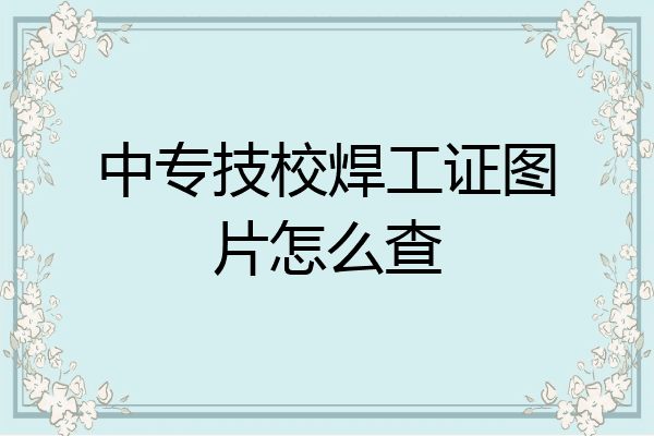中专技校焊工证图片怎么查