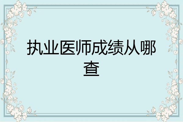 执业医师成绩从哪查