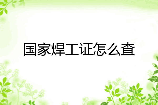 国家焊工证怎么查