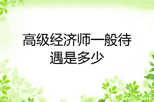 高级经济师一般待遇是多少
