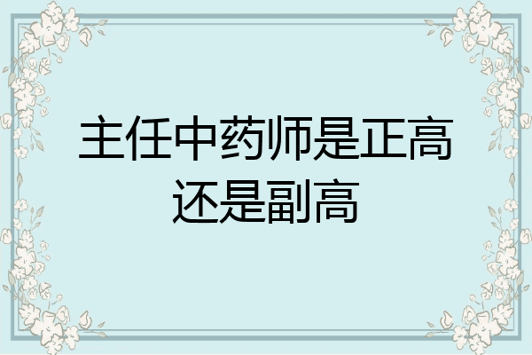 主任中药师是正高还是副高