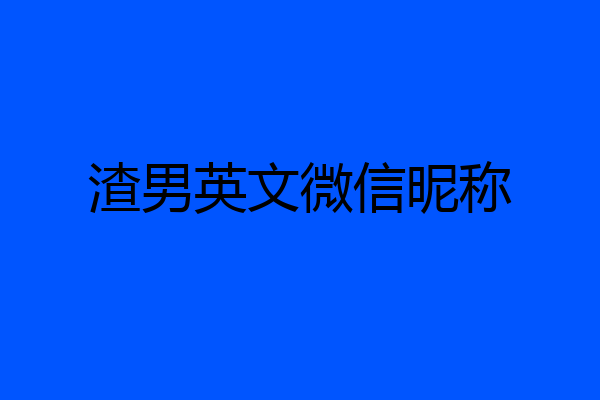 渣男英文微信昵称