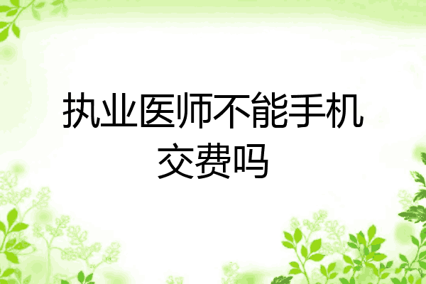 执业医师不能手机交费吗