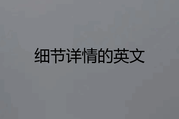 细节详情的英文