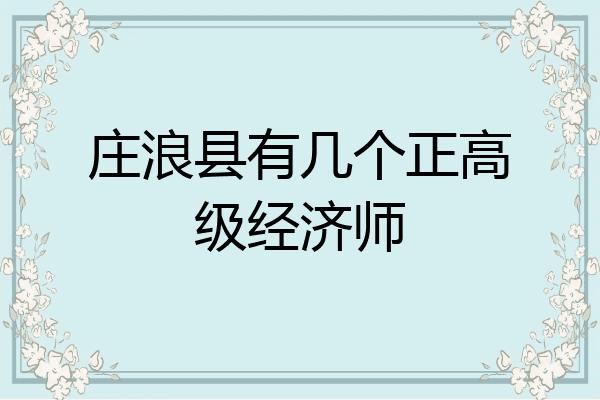 庄浪县有几个正高级经济师