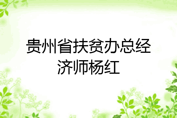 贵州省扶贫办总经济师杨红