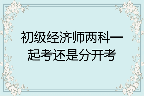 初级经济师两科一起考还是分开考