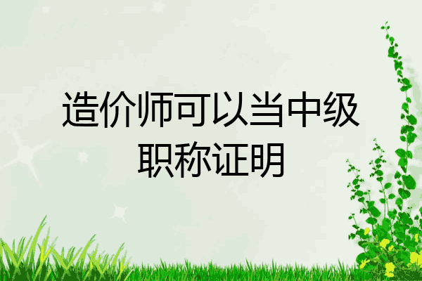 造价师可以当中级职称证明