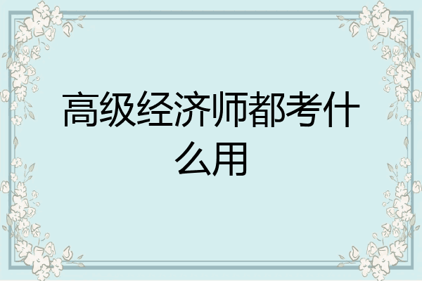 高级经济师都考什么用