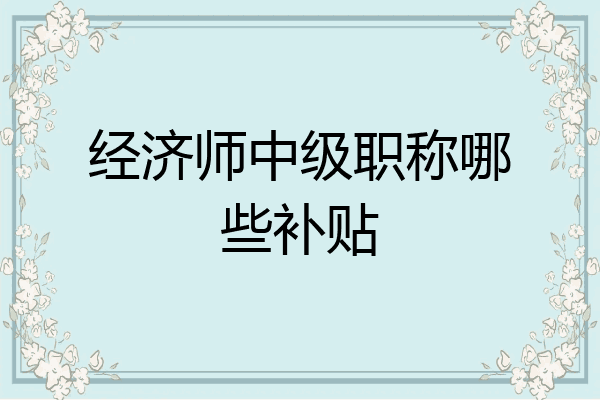 经济师中级职称哪些补贴