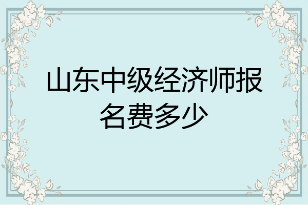 山东中级经济师报名费多少