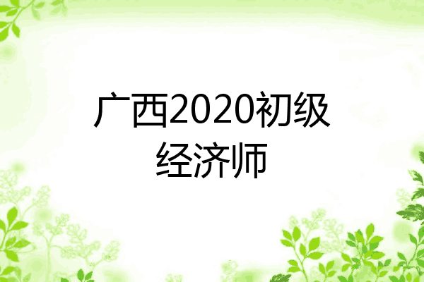 广西2020初级经济师