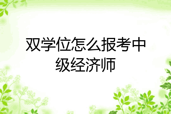 双学位怎么报考中级经济师