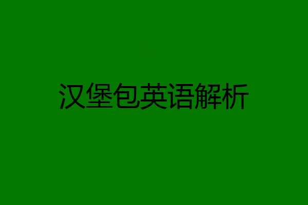 汉堡包英语解析