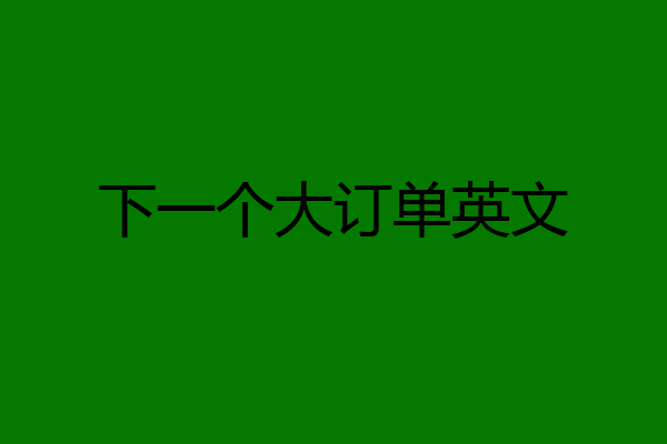 下一个大订单英文
