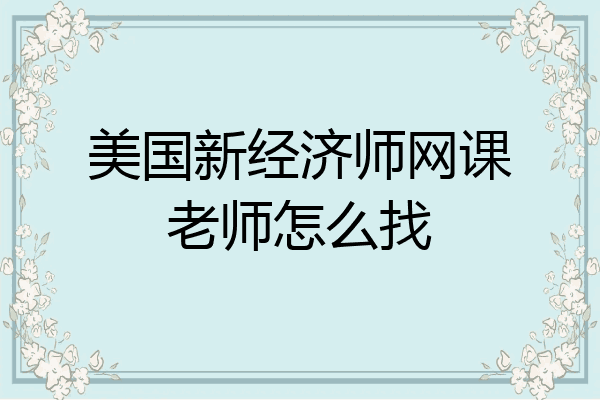 美国新经济师网课老师怎么找