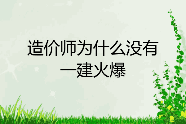 造价师为什么没有一建火爆